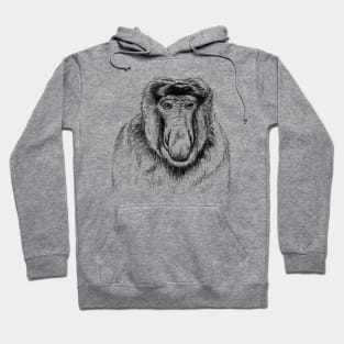 Long-Nosed Monkey Sketch Hoodie